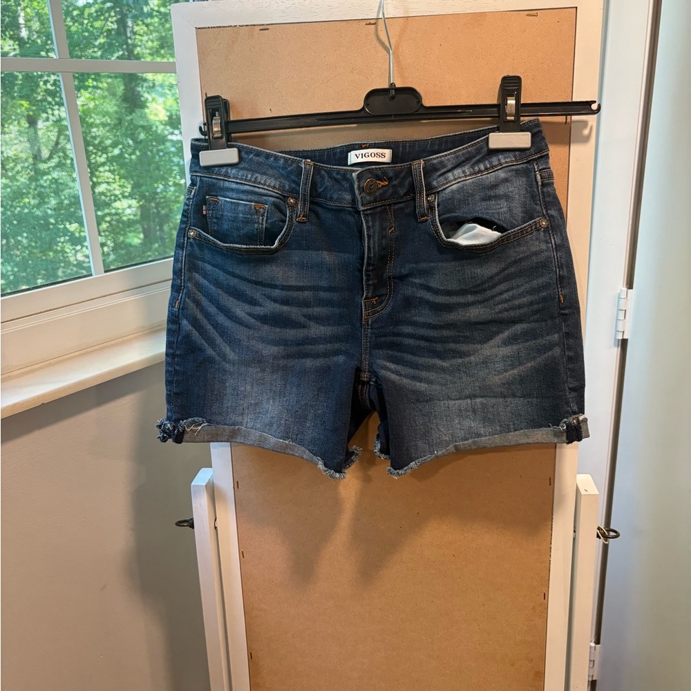 VIGOSS Blue Distressed Denim Shorts Size 28